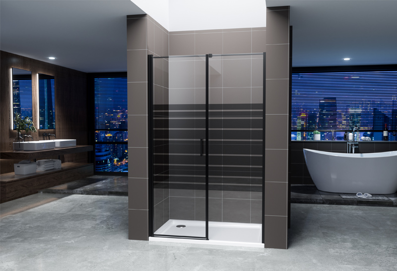 A342-9 5/6mm Matt Black Pivot Shower Screen