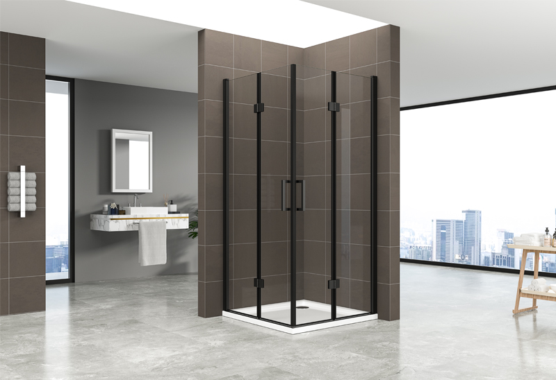 A522-13 6mm Matt Black Pivot folded Shower Screen