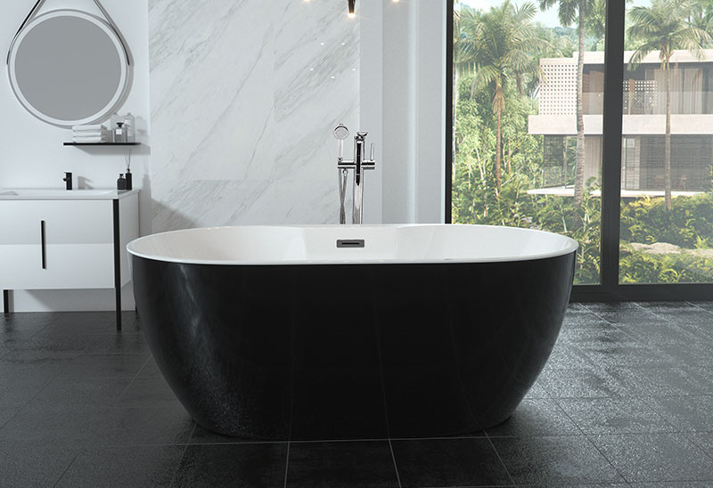 59 67 Inch Acrylic Black Bathtub