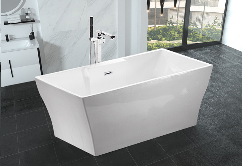 59 67 Inch Square White Acrylic Freestanding Bathtub