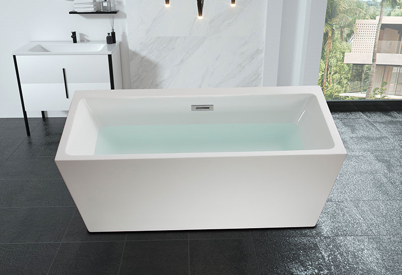 60 67 Inch Square Freestanding Bibula Acrylic Bathtub