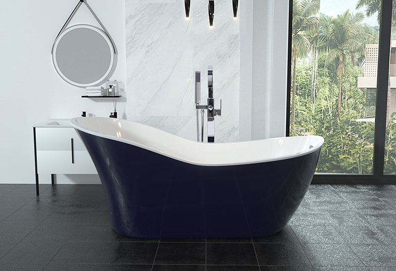 67 Inch Dark Blue Acrylic Freestanding Bibula Tub