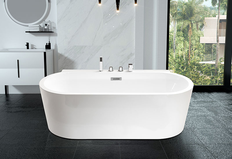 LXVII Inch Oval Shaped Acrylic Freestanding Bathtub