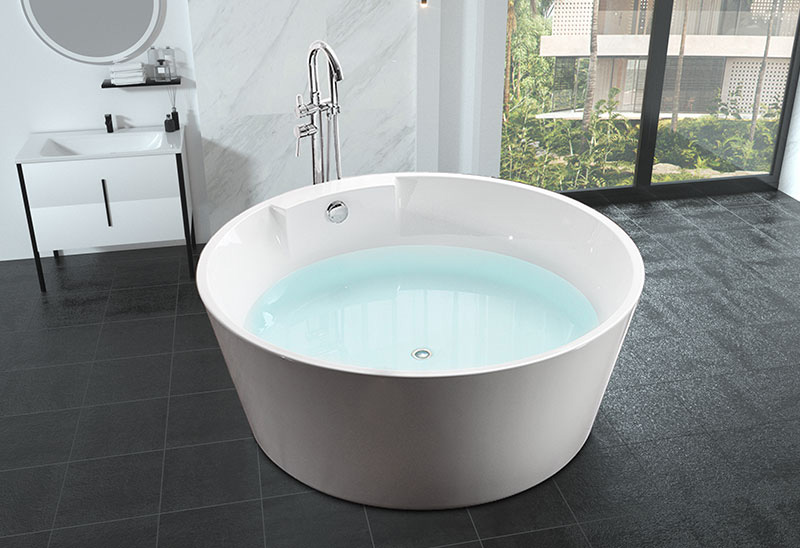 57 inch Indoor round Acrylic Freestanding Bathtub